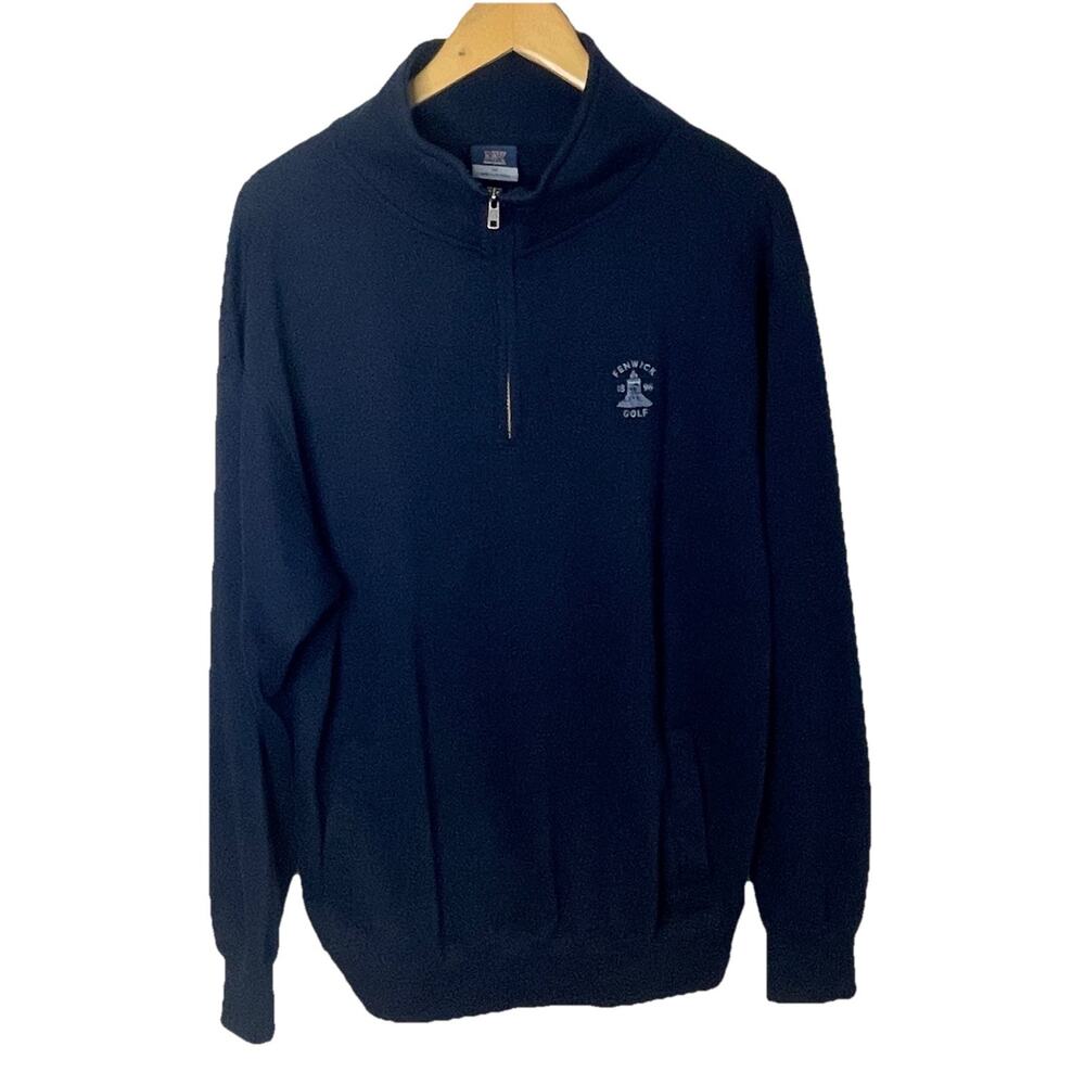 Fenwick Golf Course 1/4 Zip Navy Blue Sweater Sweatshirt Preppy Old Saybrook Med